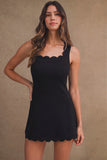 Black Scalloped Scuba Mini Dress