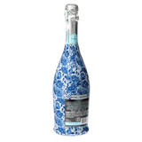 Blue Porcelain Roses Prosecco Bottle Wrap