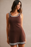 Chocolate & White Sleeveless Romper
