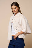 Cream Fur Cape Sleeve Jacket
