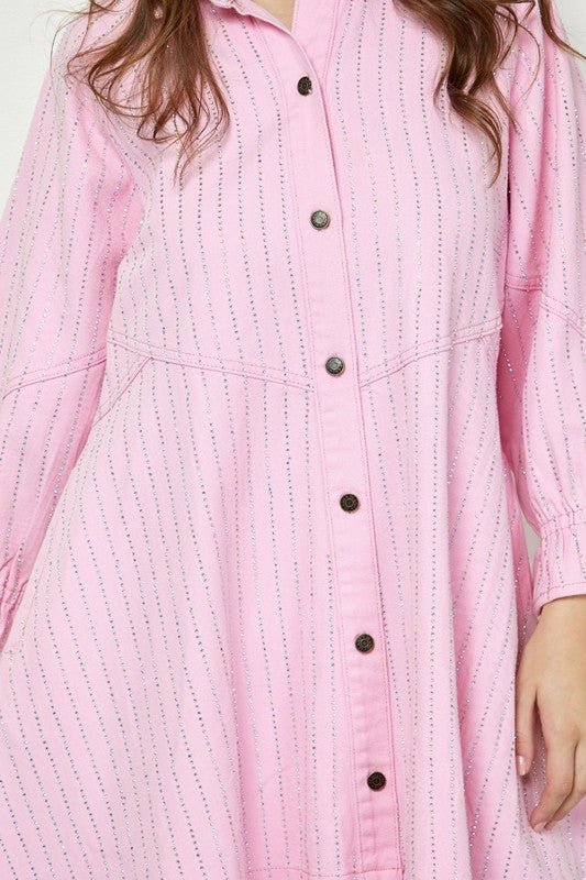 pink diamond denim dress Pink Diamond Leanna Midi Pleat Dress