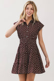 Brown Collared Polka Dot MIni Dress