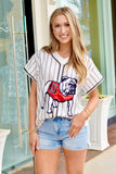 White & Black Stripe UGA Bulldog Tee - Licensed