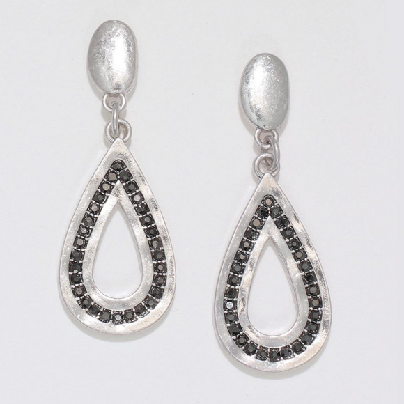 Earrings - Silver w/ Grey Crystals