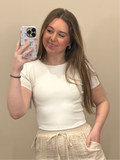 Ivory Short Sleeve Crop Top