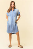 Soft Tencel Cuff Sleeve Pocket Dress