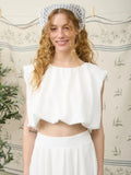 White Balloon Crop Top