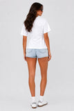 White Cinched Waist Short Sleeve Top