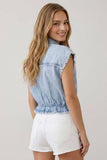 Light Denim Elastic Waist Top