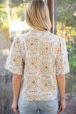 Baby Blue & Orange Pattern Top