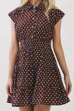 Brown Collared Polka Dot MIni Dress