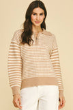 Tan Striped Quarter Zip Top