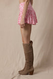 Pink Floral Corset Tie Skirt