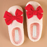 Fuzzy Slippers-Betty Bow Red: M/L