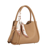 Taupe Buckey Bag with Scarf Detail