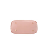 Taupe Double Compartment Braided Handle Bag