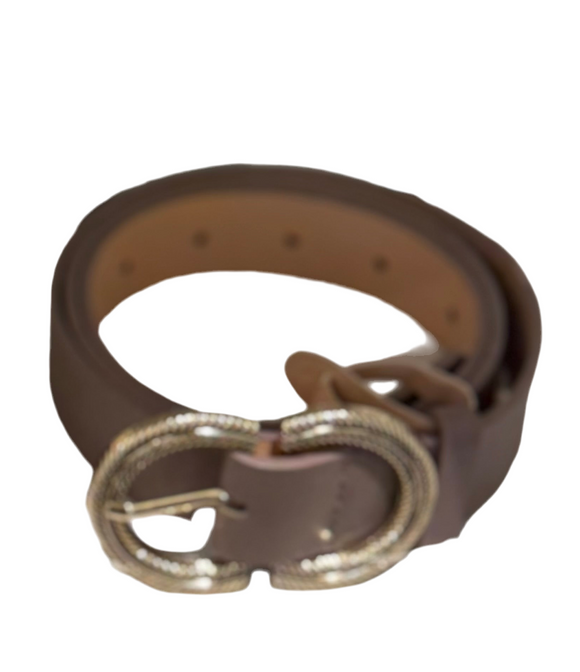 Taupe Belt with Gold Buckle
