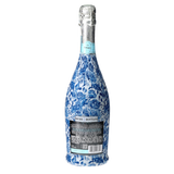 Blue Porcelain Roses Prosecco Bottle Wrap