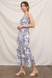 Blue Pattern Tie Center Midi Dress