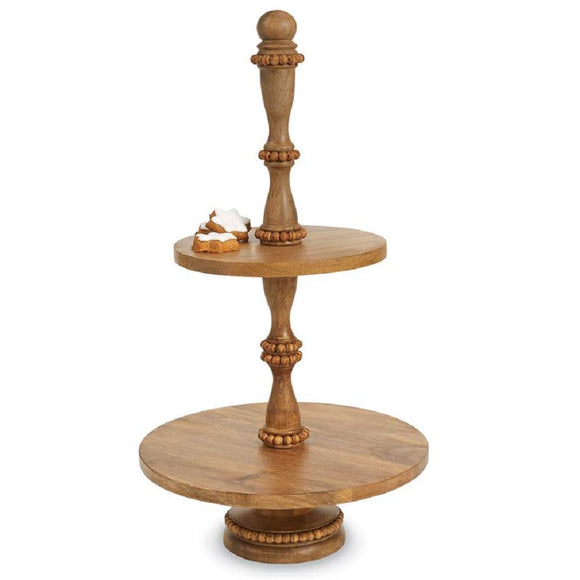 Brown Beaded Tiered Stand