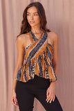Ruffled Cross-Neck Halter