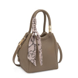 Tan Bucket Bag with Scarf Detail