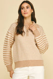 Tan Striped Quarter Zip Top