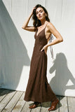 Brown Open Back Maxi Dress