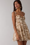 Olive & Brown Floral Mini Dress