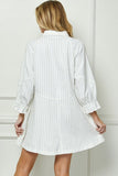 White Pinstripe Rhinestone Denim Dress