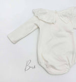 White Ruffle Collar Long sleeve bodysuit 6-12 Mo