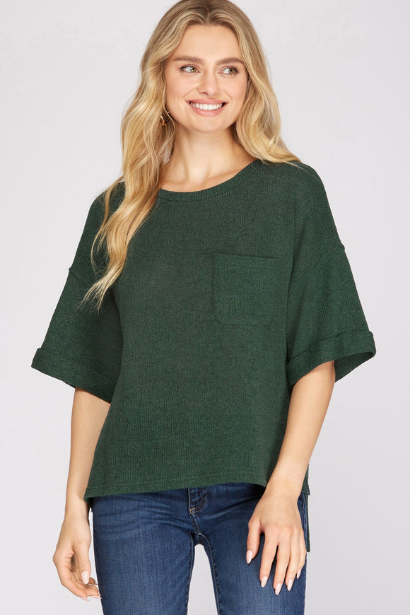 Forest Green Pocket Top