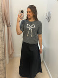 Satin Black Long Woven Skirt