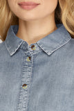 Denim Wash Tencel Puff Sleeve Top