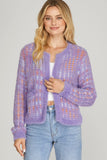 Purple Multi Fuzzy Cardigan