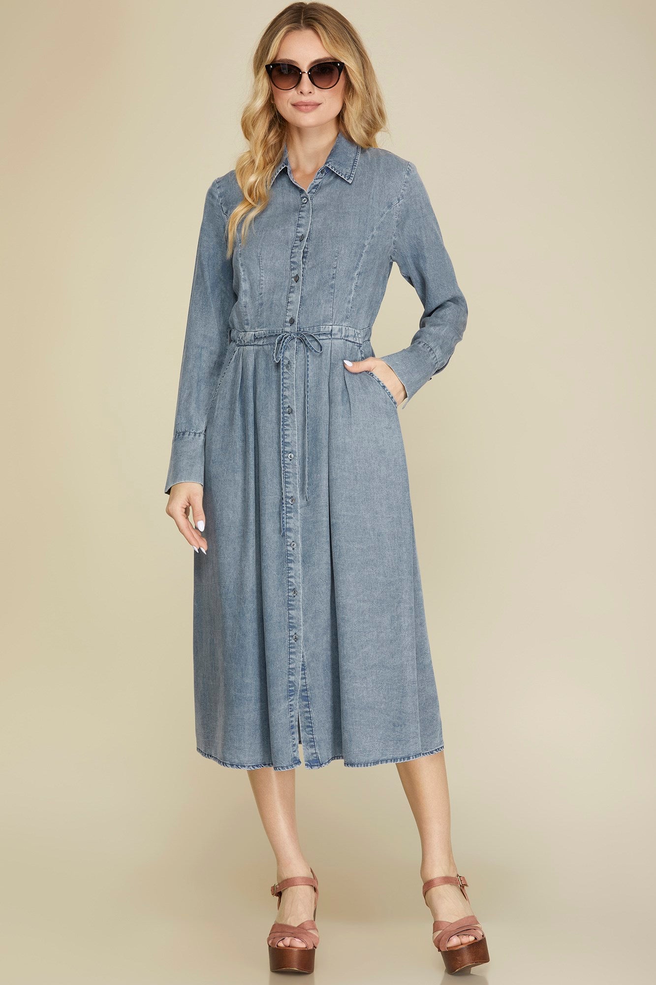 Chambray Long Sleeve Maxi Dress Fashion Cupcake Chambray Long Sleeve Maxi Dress Fashion Cupcake