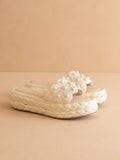 The Candice | Ivory Floral Raffia Platform Slide