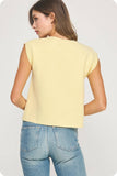 Butter Yellow Pearl Jeweled Trim Top
