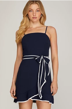 Navy Dress with White Details
