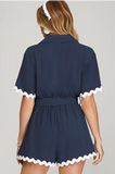 Navy Blue Rick Rack Romper