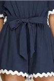 Navy Blue Rick Rack Romper