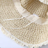 Lace Trim Straw Bucket Hat