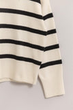 Cream & Black Striped Mock Neck Sweater