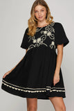 Black & Ivory Embroidered Dress