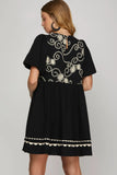 Black & Ivory Embroidered Dress