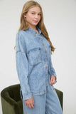 Chambray Long Sleeve Pocket Top