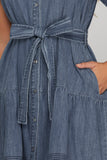 Dark Wash Denim Ruffle Tie Dress