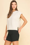 Ivory Diamond Cable Knit Sweater