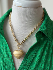 Gold Chunky Heart Necklace