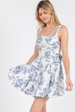 Blue Print Sleeveless Dress